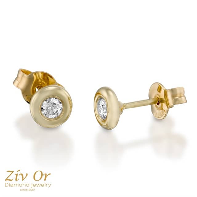 # עגילים צמודים שיבוץ כוס 0.22ct E-439